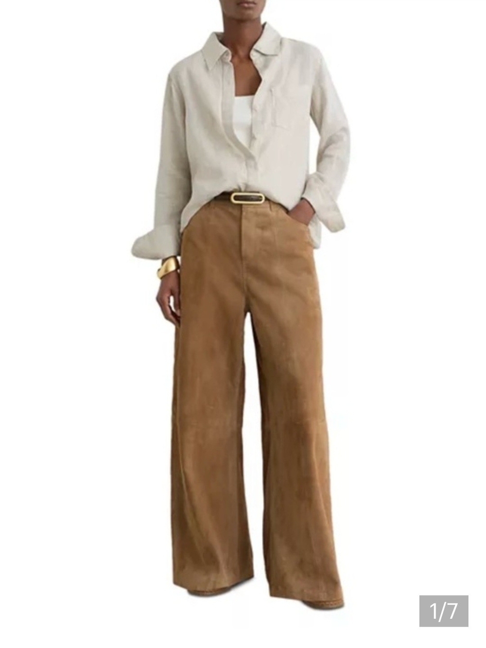 Reiss Belle Linen Shirt Beige Nuetral 2 175